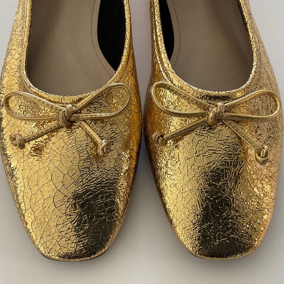 SCHUTZ Arissa  Metallic Gold Leather Ballet Flats Size 8 NEW - Picture 6 of 11
